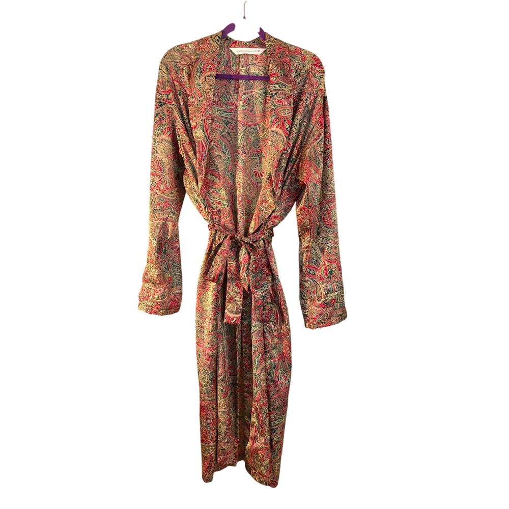 Victorias Secret Paisley Robe Tie Waist Silky Feel XS/S Sexy Whimsey Goth Boho